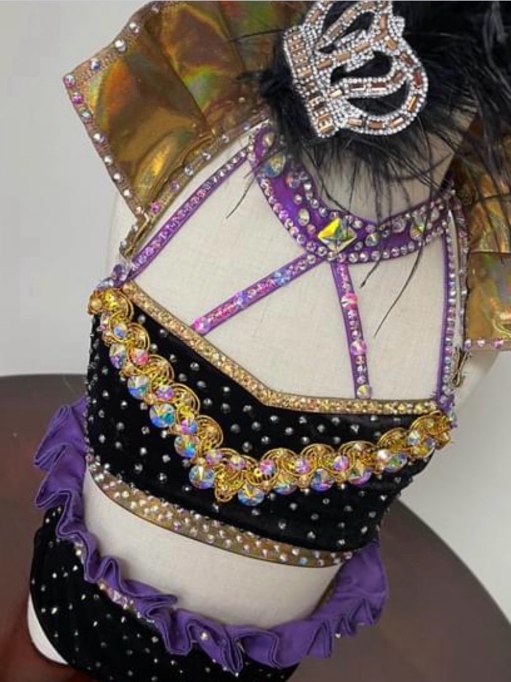 Purple and Black Crystal Embellished Solo Dance Costume